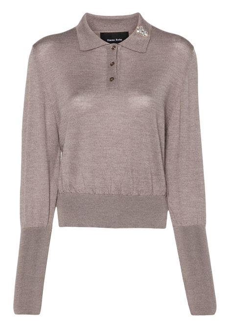 Taupe crystal-embellished cardigan Simone Rocha - women SIMONE ROCHA | Sweaters | KMK4B0647CLY